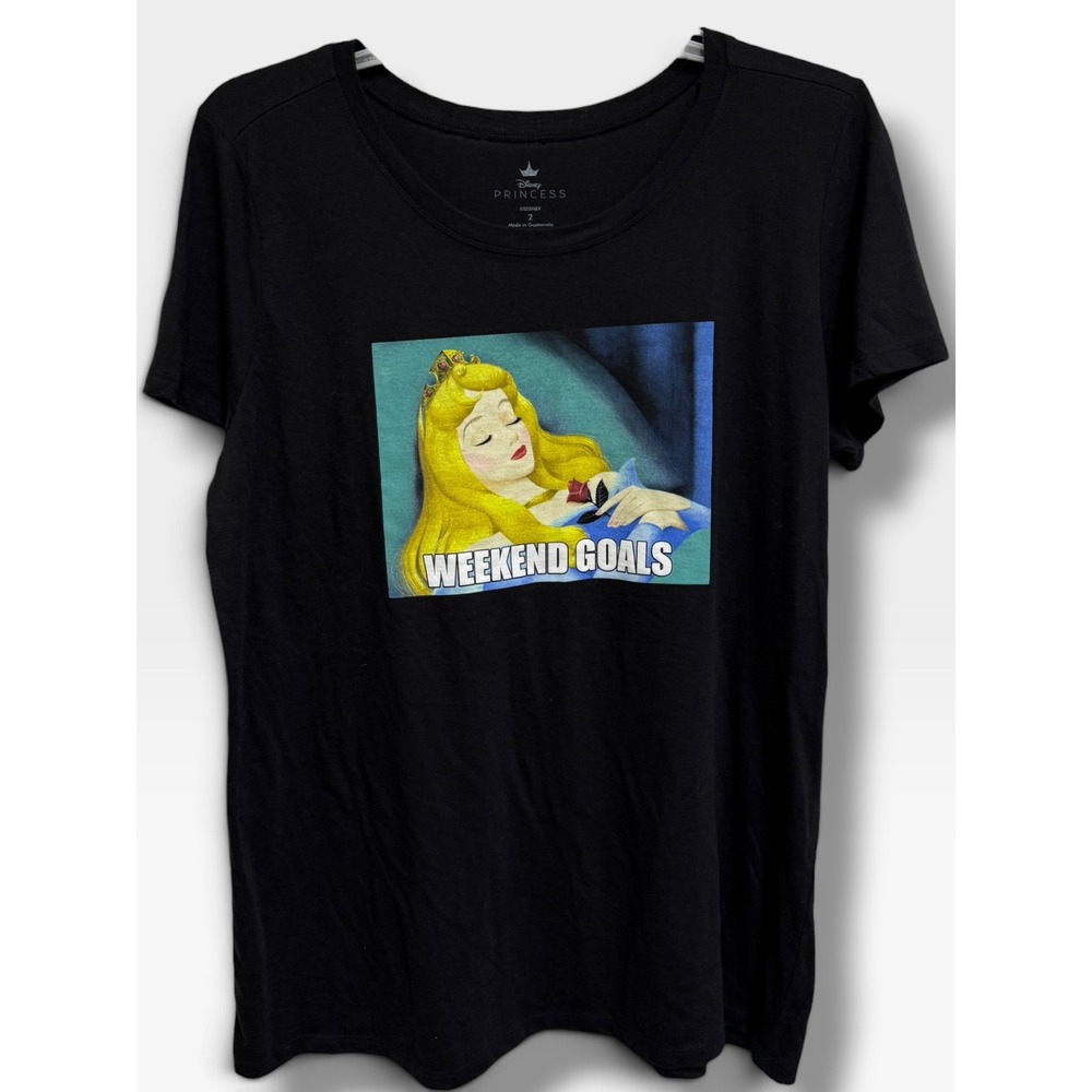Torrid Disney Sleeping Beauty Aurora Weekend Goals Graphic Tee 2X 18-20 Black
